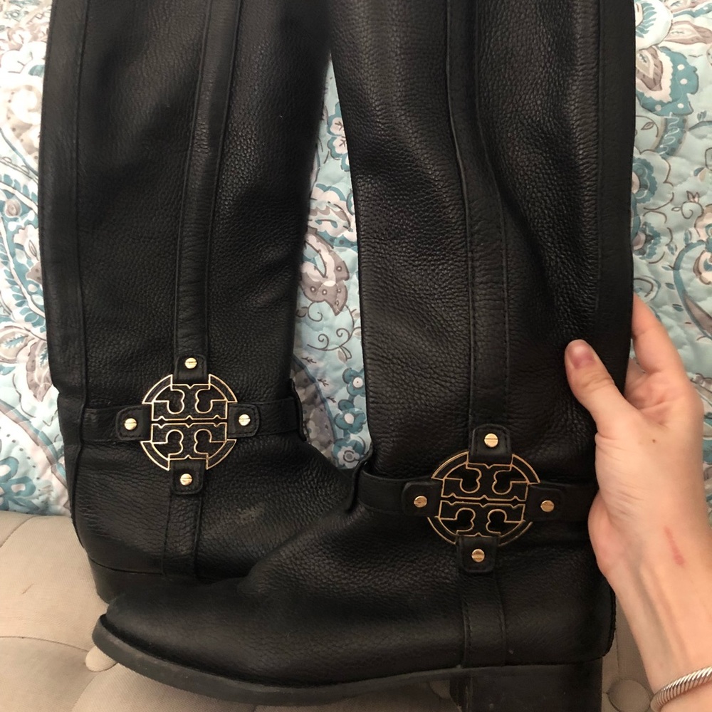 Rare Tory Burch Amanda black leather riding boots